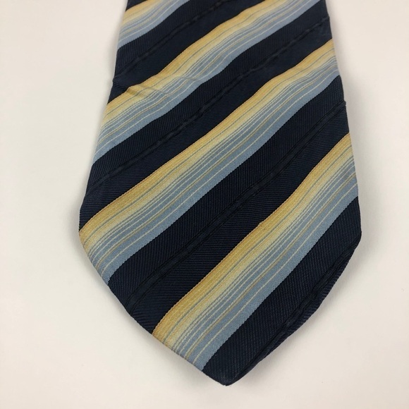 Robert Villini Mens Tie, Black Gold Stripped Silk - Picture 3 of 6